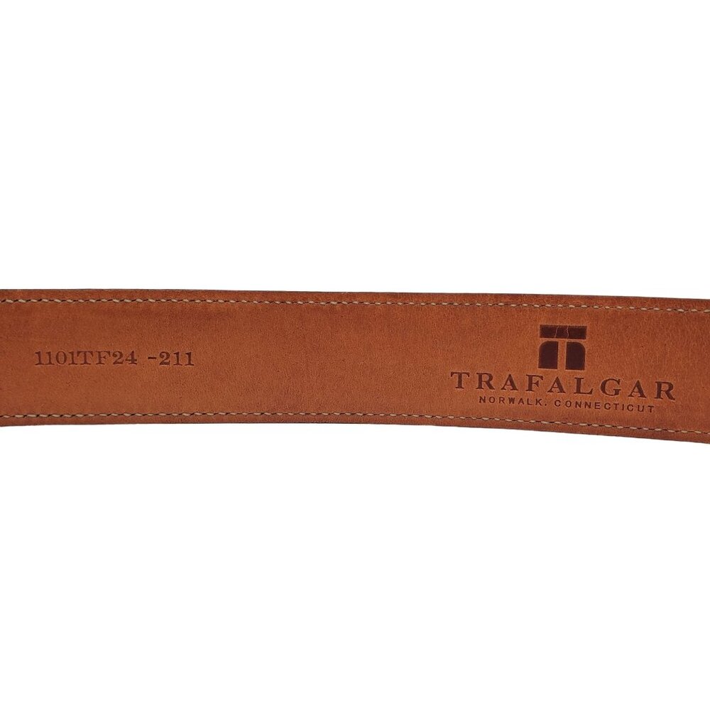 Trafalgar Size 38 Brown Italian Calfskin Leather Lizard Grain Belt Brass Buckle - Picture 4 of 10